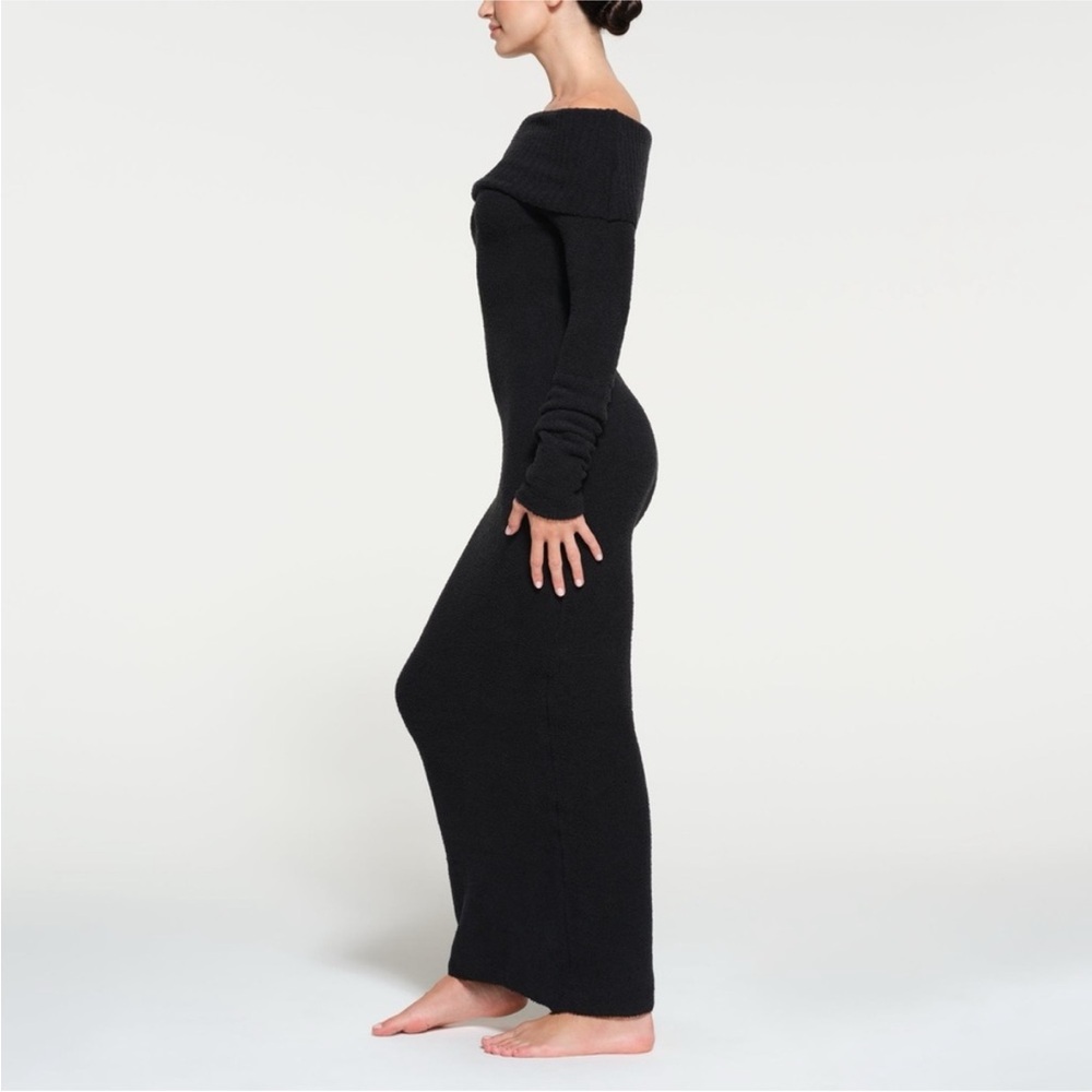 SKIMS Cozy Off-Shoulder Maxi Dress